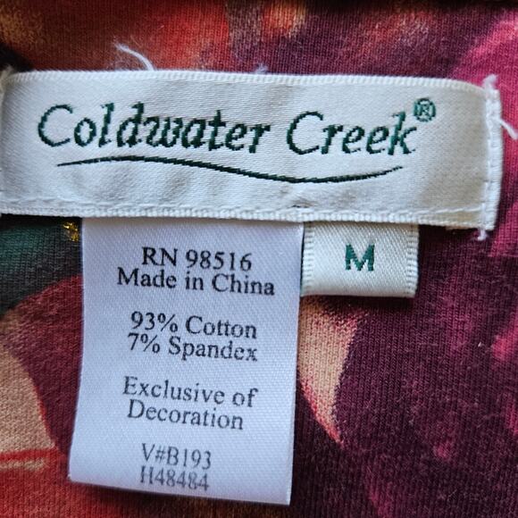 Coldwater Creek Womens Beaded Embellished Rosette Floral Top Red Pink Medium - Picture 11 of 12